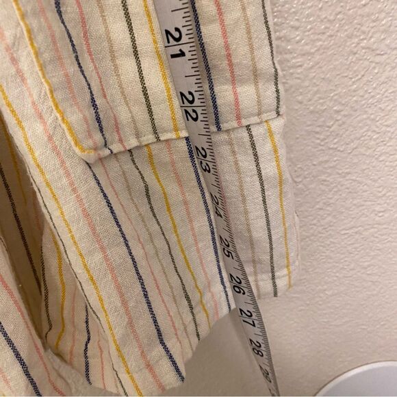 Old Navy linen Tie-Front striped Utility Romper jumpsuit shorts beach L 10/12 - Picture 10 of 13